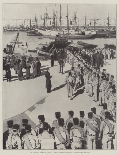 The Spanish-American Crisis, Spanish Troops embarking at Barcelona for Cuba by Amedee Forestier